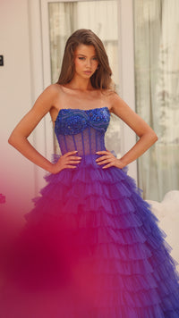 Strapless Mini-Ruffle Prom Ball Gown: Amarra 88297