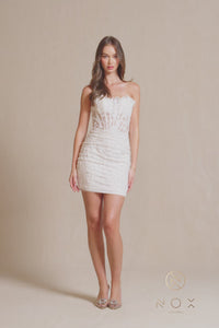 Strapless Short White Hoco Dress: Nox Anabel R878W