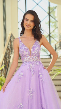 Amarra V-Neck Long Ruffled Prom Ball Gown 88744