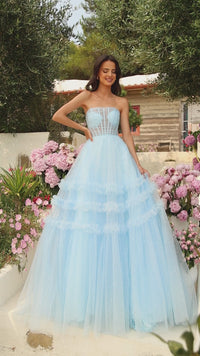 Amarra Strapless Sheer-Bodice Prom Ball Gown 88794