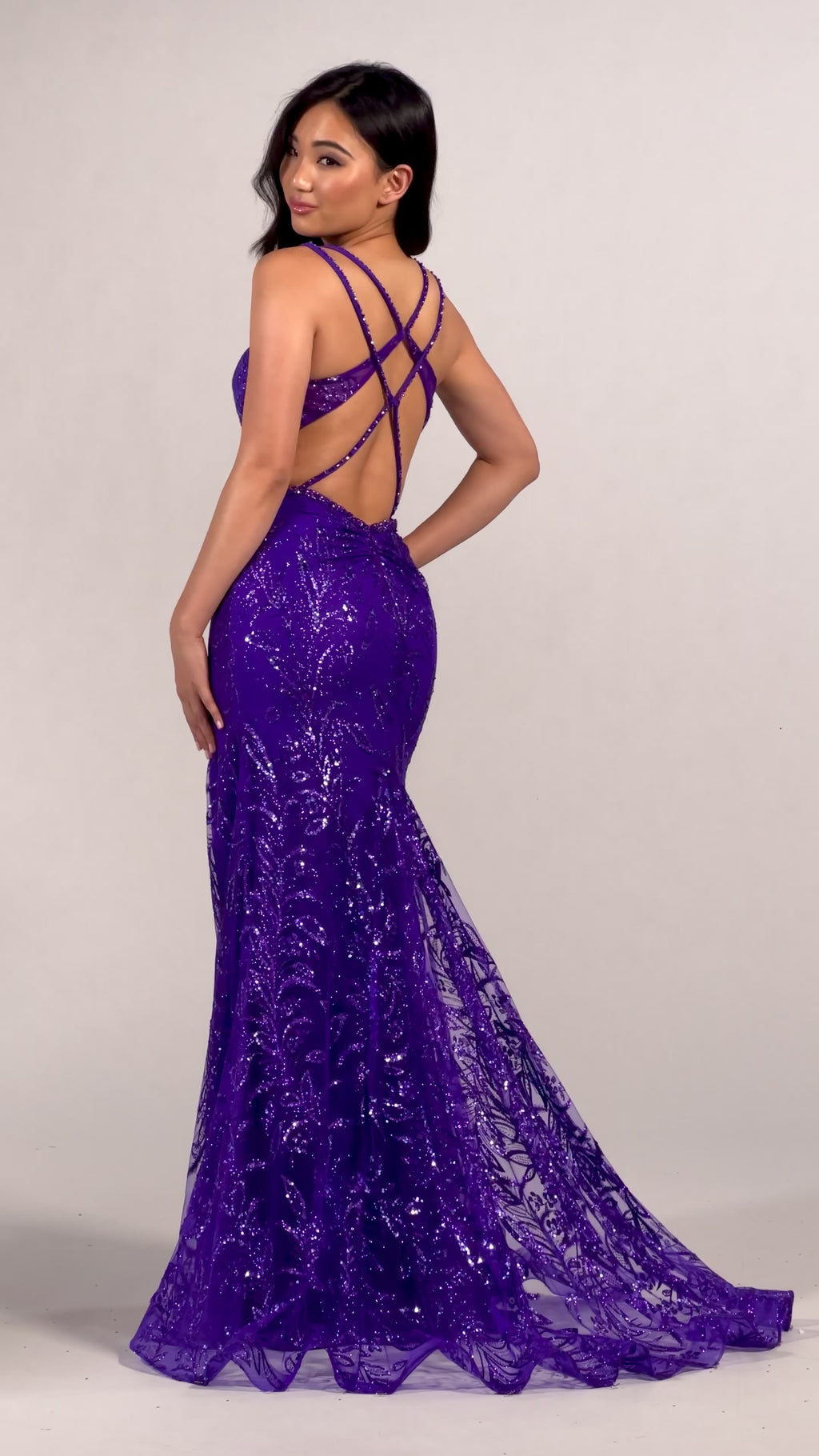 Glitter-Embellished Long Colette Prom Dress - PromGirl