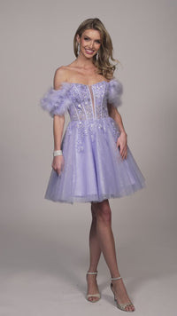 Dave & Johnny Feather Short Hoco Dress 11775