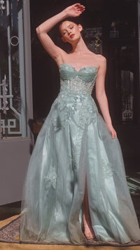 Strapless Long Prom Dress: Andrea & Leo A1378