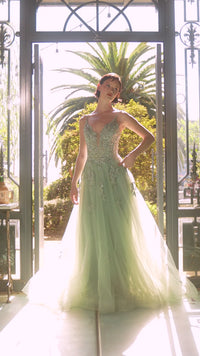 Embroidered Long Prom Dress: Andrea & Leo A1417