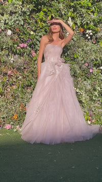 Strapless Long Prom Dress A1021 with Butterflies