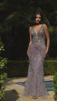 Long Feather Prom Dress: Andrea and Leo A1273