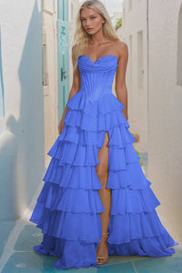 Strapless Ruffled Prom Ball Gown: PromGirl Exclusive