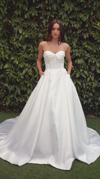 White Satin Formal Ball Gown: Ladivine CDS512W