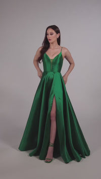 Ellie Wilde Long A-Line Satin Prom Dress EW35232