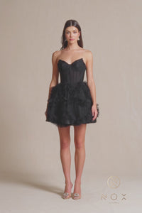 Short Strapless Ruffled Homecoming Dress Y859