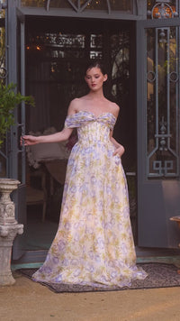 Long Floral-Print Prom Dress: Andrea & Leo A1466