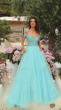 Beaded-Bodice Long A-Line Prom Dress: Amarra 94038