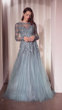 Long Sleeve Long Formal Gown: Andrea & Leo MA108