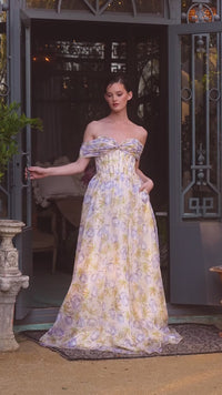 Long Floral-Print Prom Dress: Andrea & Leo A1466