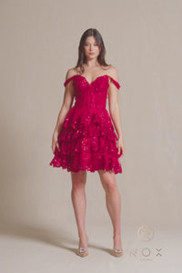 Short Ruffled Homecoming Dress: Nox Anabel R880