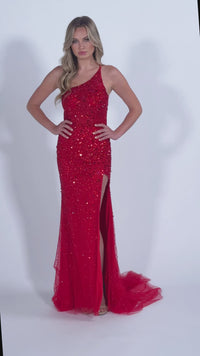 Beaded Colette One-Shoulder Long Prom Dress CL5292