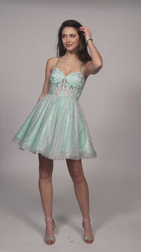 Dave & Johnny Short Glitter Hoco Dress 11808