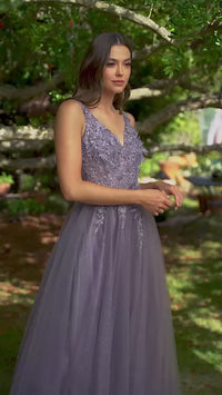 Sleeveless V-Neck A-Line Prom Dress CD0181