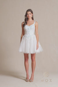 Short White Glitter A-Line Homecoming Dress H846W