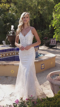 Long White Lace Mermaid Bridal Gown J825W