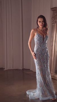 Tight Long Beaded Prom Dress: Ladivine CD795