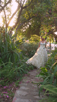 Lace-Up Long Floral Prom Ball Gown A1132