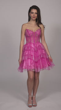 Dave & Johnny Short Glitter Hoco Dress 11878