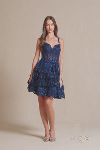 Short Ruffled Homecoming Dress: Nox Anabel R880