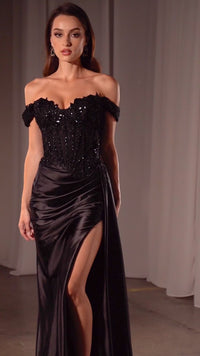 Off-the-Shoulder Long Prom Dress: Ladivine CD803