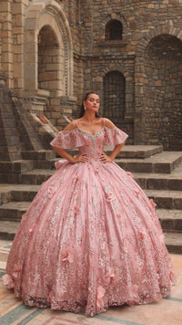 Glitter Tulle Quinceañera Dress: Amarra 54229