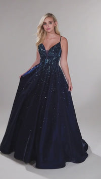 Long Beaded Prom Ball Gown: Ellie Wilde Ew121005