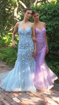 Floral Beaded Long Mermaid Prom Dress A1201