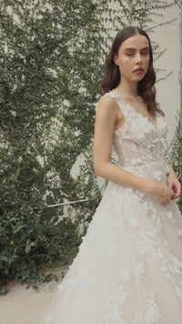 White 3D Flower Wedding Gown A1042W