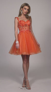 Dave & Johnny Orange Homecoming Dress 12038