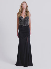 Faviana Long Black Crystal Formal Dress 11073