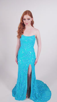 Colette Strapless Sequin Long Prom Dress CL5238