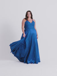 Faviana Plus-Size Long Lace-Up Prom Dress