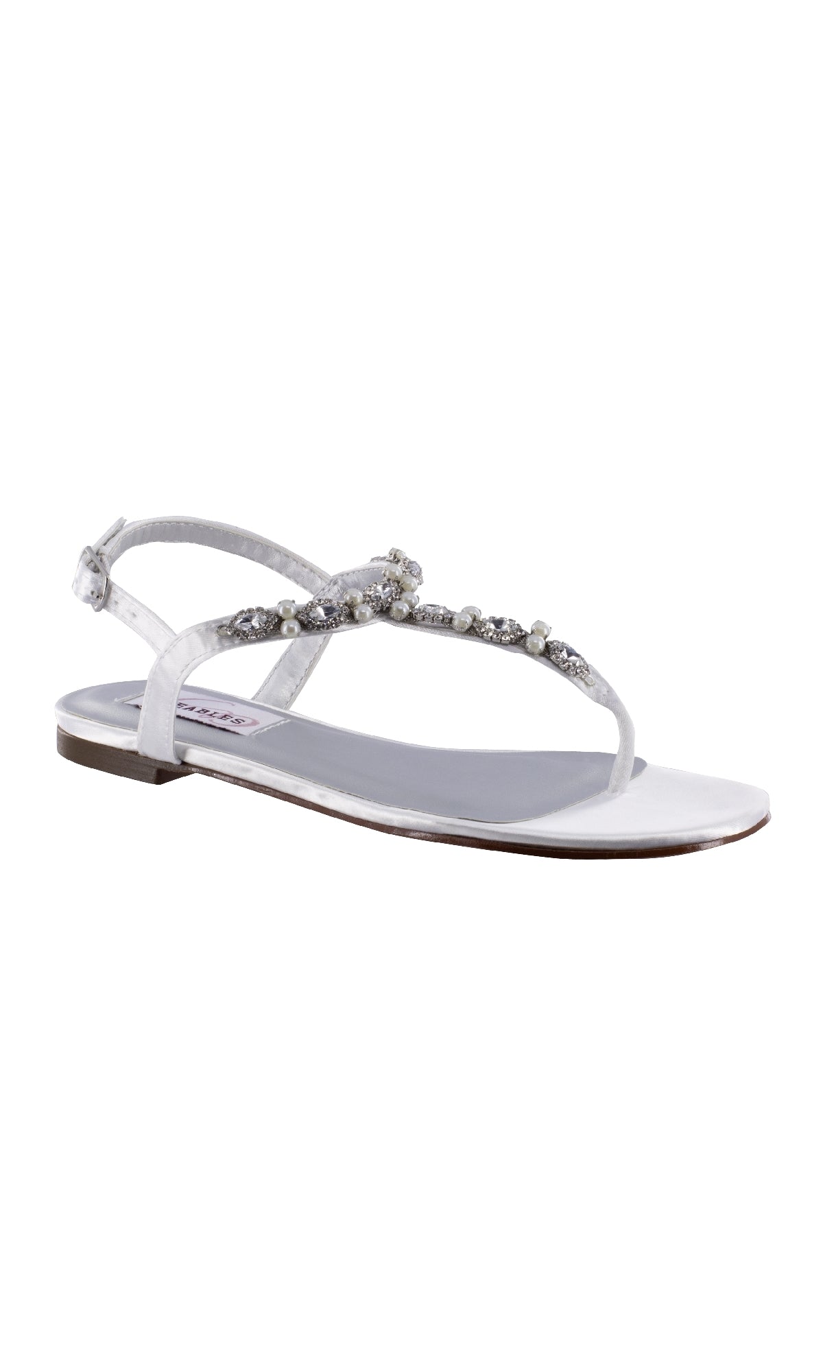 Stella White Satin Flat Sandal Prom Shoes: Dyeables 4377