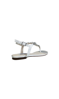 Stella White Satin Flat Sandal Prom Shoes: Dyeables 4377