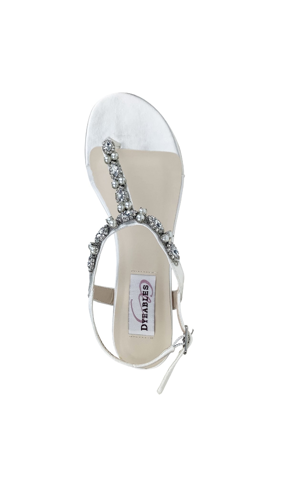 Stella White Satin Flat Sandal Prom Shoes: Dyeables 4377