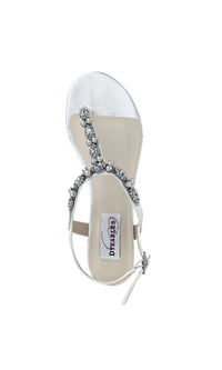 Stella White Satin Flat Sandal Prom Shoes: Dyeables 4377