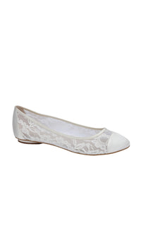 Sweetie Ivory Lace Prom Shoe Flats: Paradox London P1612