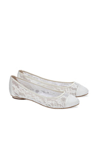 Sweetie Ivory Lace Prom Shoe Flats: Paradox London P1612