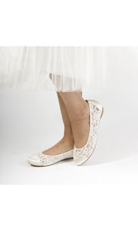 Sweetie Ivory Lace Prom Shoe Flats: Paradox London P1612