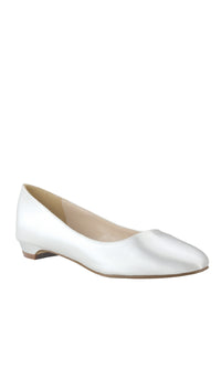 Vivian Low-Heel White Satin Prom Shoes: Touch Ups 4568