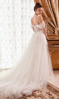 Off-White Sheer-Bodice Long Ball Gown WN307