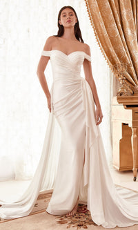 Off-Shoulder Long Off-White Wedding Dress WN315