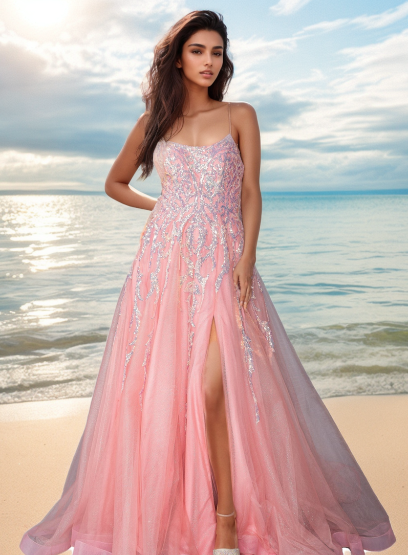 Blush Pink Long Prom Ball Gown: Dancing Queen 4431