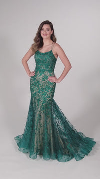 Long Lace Mermaid Prom Dress with Strappy Back