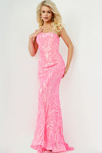 Jovani One-Shoulder Long Sequin-Print Prom Dress